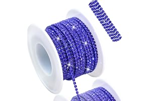 FULZTEY 10 Yards Rhinestone Close Chain,SS6 Gems Rhinestones String for Sewing Crafts,Royal Blue Crystal Ribbon Trim,Bling Diamond Yard for DIY Clothes Jewelry Wedding Party Bouquet Decoration