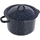 IMUSA USA Blue 6-Quart Speckled Enamel Stock Pot with Lid