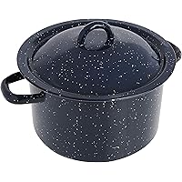 IMUSA USA Blue 6-Quart Speckled Enamel Stock Pot with Lid