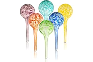 Wyndham House, 6 Piece Small Watering Globe Set, Colorful Hand-Blown Glass Plant Watering System