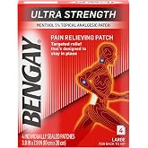 Bengay Ultra Strength Pain Relief Patches, Menthol, Large, 4 ct | Topical Analgesic Patches, Muscle &amp; Joint Pain, Backaches, Minor Arthritis, Sprains &amp; Strains, 3.9 x 7.9 in