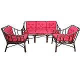 IRA WITH WORD DWELL IN COMFORT Wicker Cane Sofa Set (Multicolour, 48x50 cm, Standard)