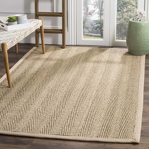 1pc 3 x 5ft Beige marrón Alfombra de Fibra Natural de Junco Marino