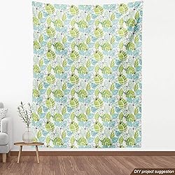 Ambesonne Leaves Fabric by The Yard, Doodle Birds