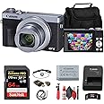 Canon PowerShot G7 X Mark III Digital Camera (Silver) (3638C001) + 64GB Memory Card + Card Reader + Case + Flex Tripod + Memory Wallet + Cap Keeper + Cleaning Kit (Renewed)