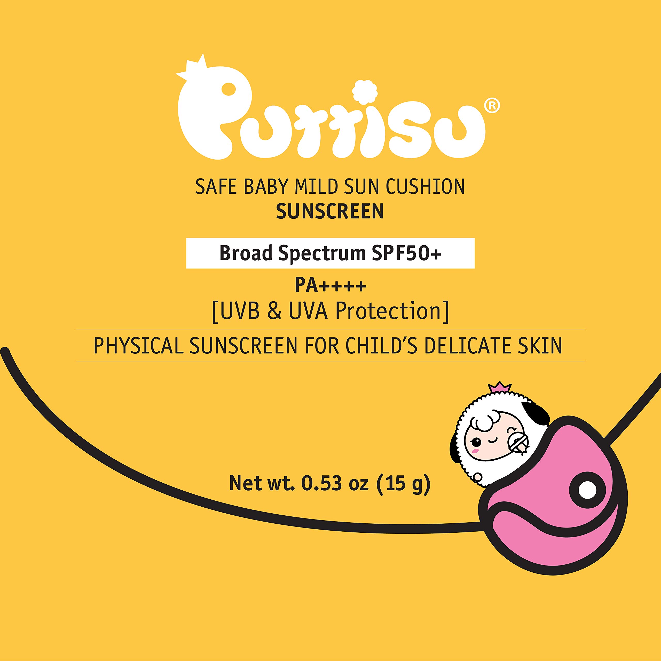 Puttisu Kids Sun Cushion SPF50 PA+++ UVB& UVA Protection Physical Sunscreen 15g (1 Pack)