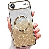 Misscase for iPhone Air Case Compatible with MagSafe,Built-in Camera Lens Protector Full Protection Soft TPU Anti-Scratch Magnetic Glitter Slim Case Cover for iPhone 17 Air 6.5 inch Gold