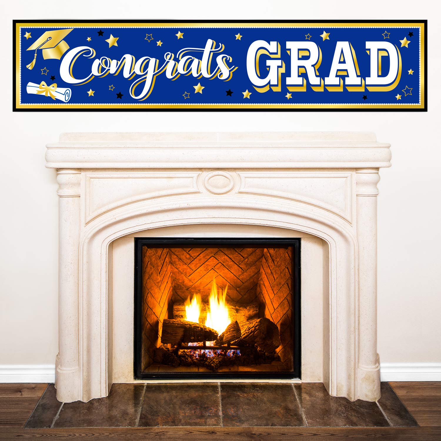 Blue Graduation Banner 2021 Congrats Grad Banner Graduation Party Decorations Fabric Grad Backdrop for 2021 High School or College Graduates Party Supplies