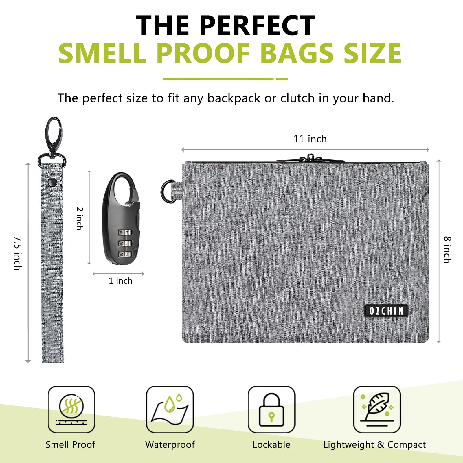 OZCHIN Smell Proof Bags Money Bag Certificates Organizer Lock Bag Travel Storage Case 11 x 8 inch with Combination Lock