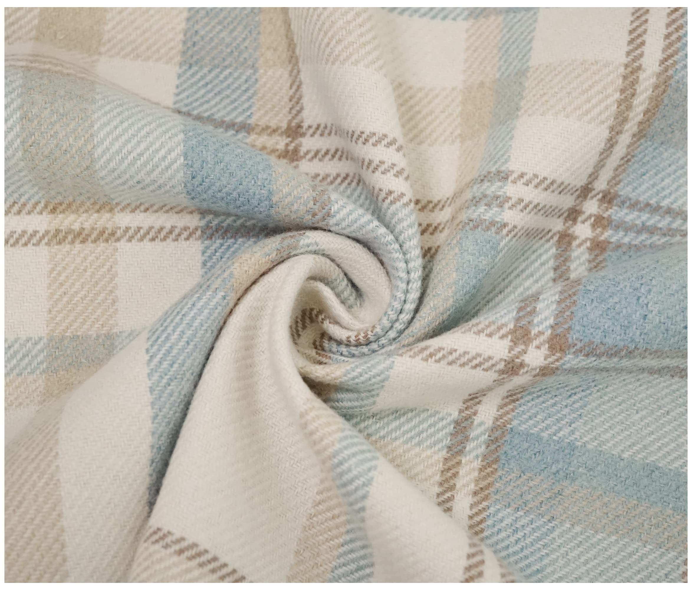 Skye Balmoral Thick Wool Effect Tartan Upholstery Curtain Fabric Sofa Plaid Fabric (200 x 140cm (2 Metre), Sky Blue)