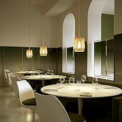 2 Pack Gold Pendant Lights Kitchen Island, Crystal
