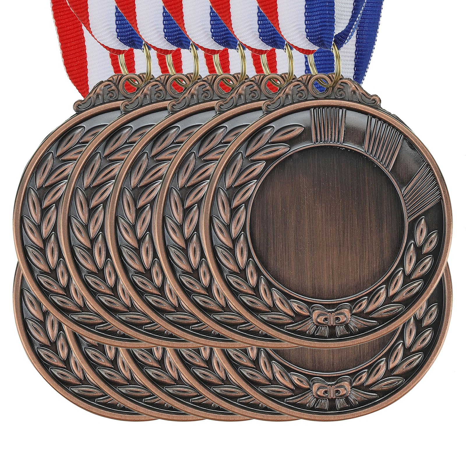 PATIKIL Blank Award Medals, 10 Pack Bronze Award Medals with Neck Ribbon, Make Your Medals Kit, Winner Medals Prize for Competitions