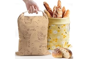 Aofmee Reusable Beeswax Bread Bags for Homemade Bread, 2 Pack Sourdough Bread Bags, XL Natural Cotton Beeswax Bag, Fresh Keep