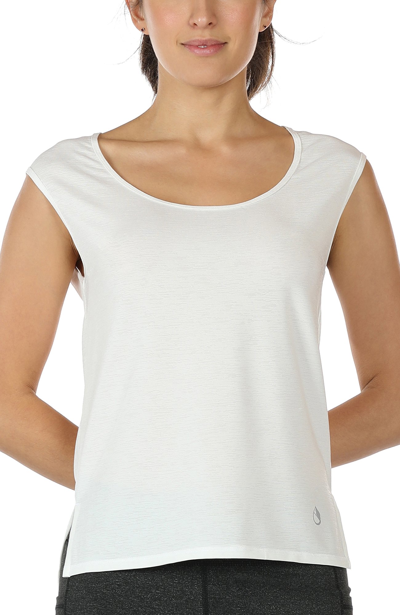 icyzone Yoga Tops Activewear Sleeveless Workout Running Shirts Flowy Tank Tops for Women (XL, Off-White)