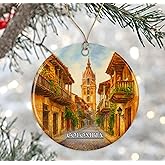Colombia Watercolor Ornament - Ceramic Christmas Keepsake - Honeymoon Anniversary - Travel Souvenir - Housewarming Present - Gift for Colombia Lover Printed on Both Sides