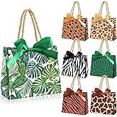 Eersida 18 Pcs Safari Goodie Bag Animals Jungle Gift Party Favors Wildlife Goodie Treat Bags with Handles Wild Animal Party Supplies for Jungle Safari Themed Baby Showers Birthday, 7 Design
