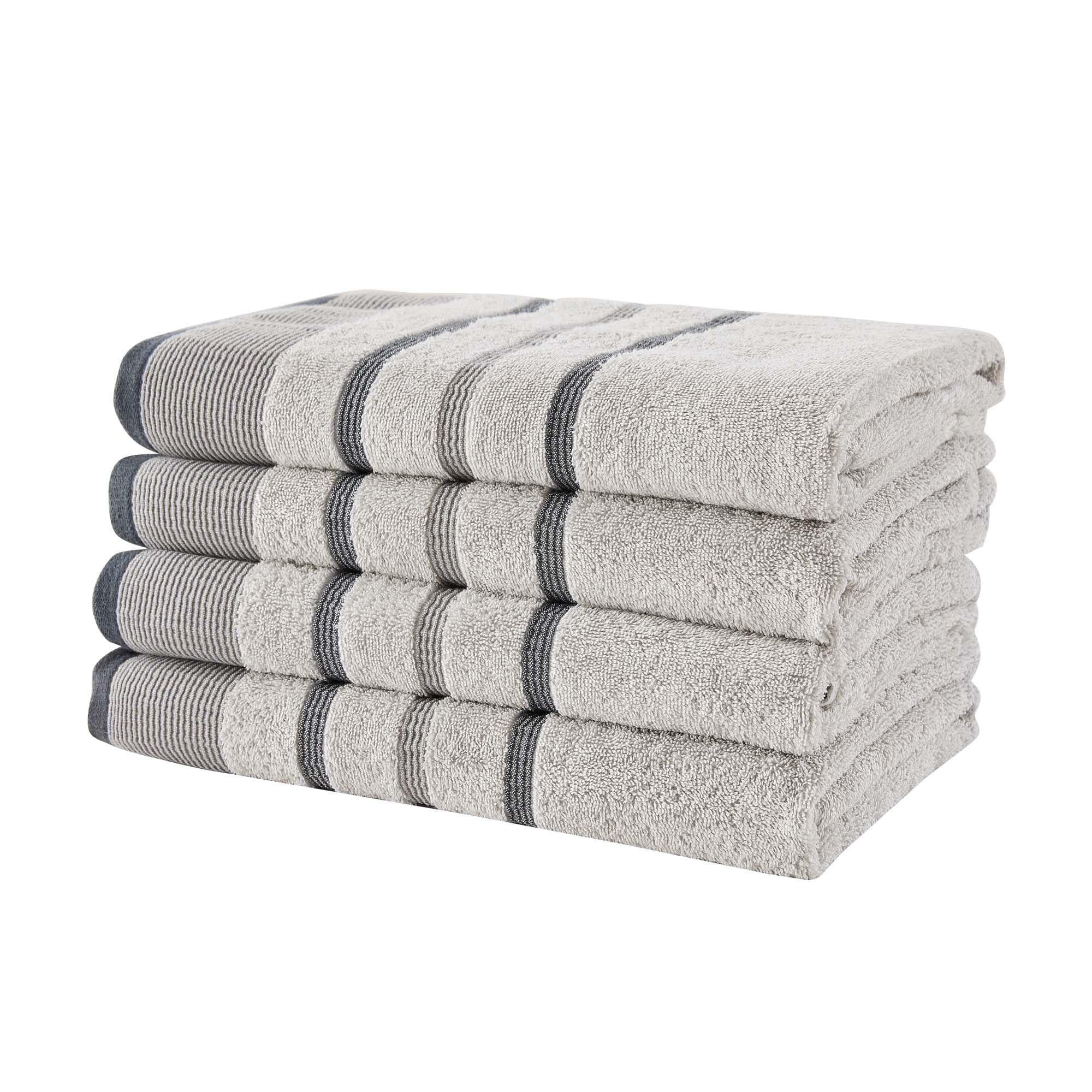 Great Bay Home Decorative Bath Towel Set - Cotton 4 Pack 54x27 Bath Towel Set - Durable Towels for Bathroom Decor (Light Grey/Mid Grey/Dark Grey) Image
