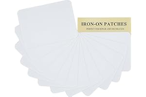 12 Pieces Premium Quality Fabric Iron-on Patches, Strong glue, 100% Cotton White Repair Decorating Kit, Size 3" x 4-1/4" (7.5