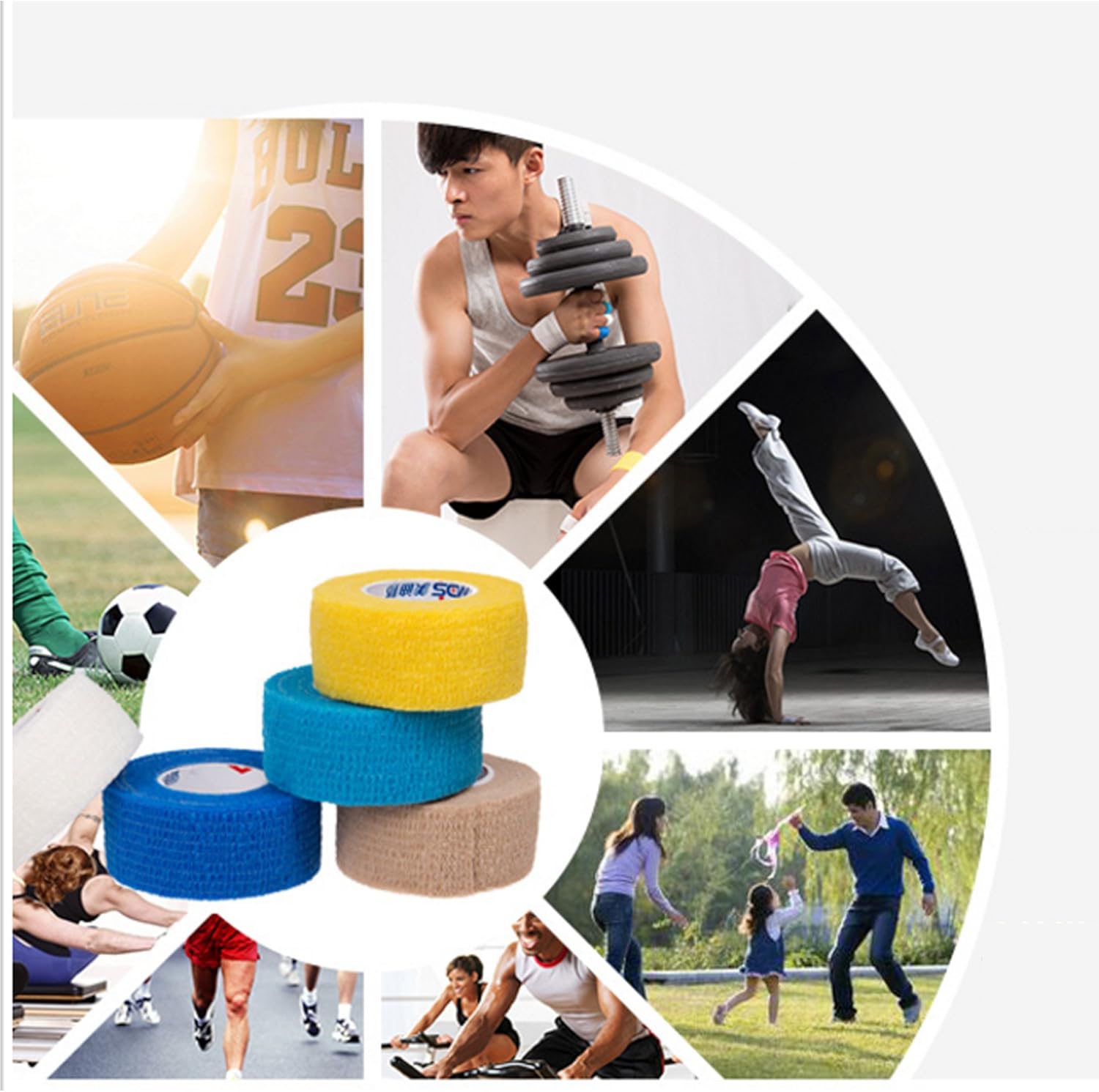 Self Adherent Wrap Tape Medical Cohesive Bandages Flexible Stretch Athletic Strong Elastic First Aid Tape for Sports Sprain Swelling and Soreness on Wrist and Ankle 6 Pack 1Inch X 5Yards(Beige): Health & Personal Care