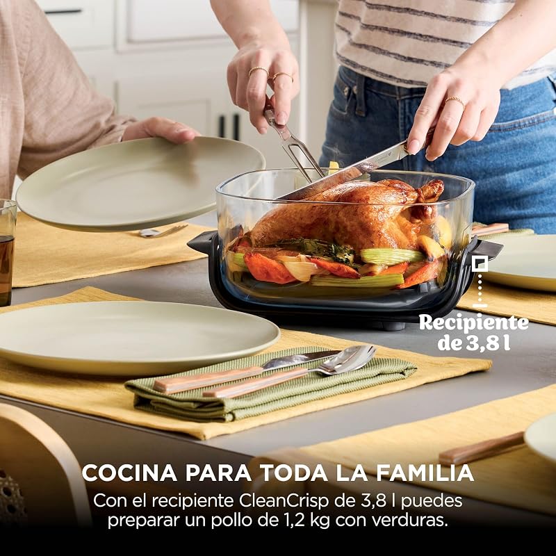CRISPi, Freidora de Aire Portátil 4 en 1, 3,8L, Piedra/Dorado