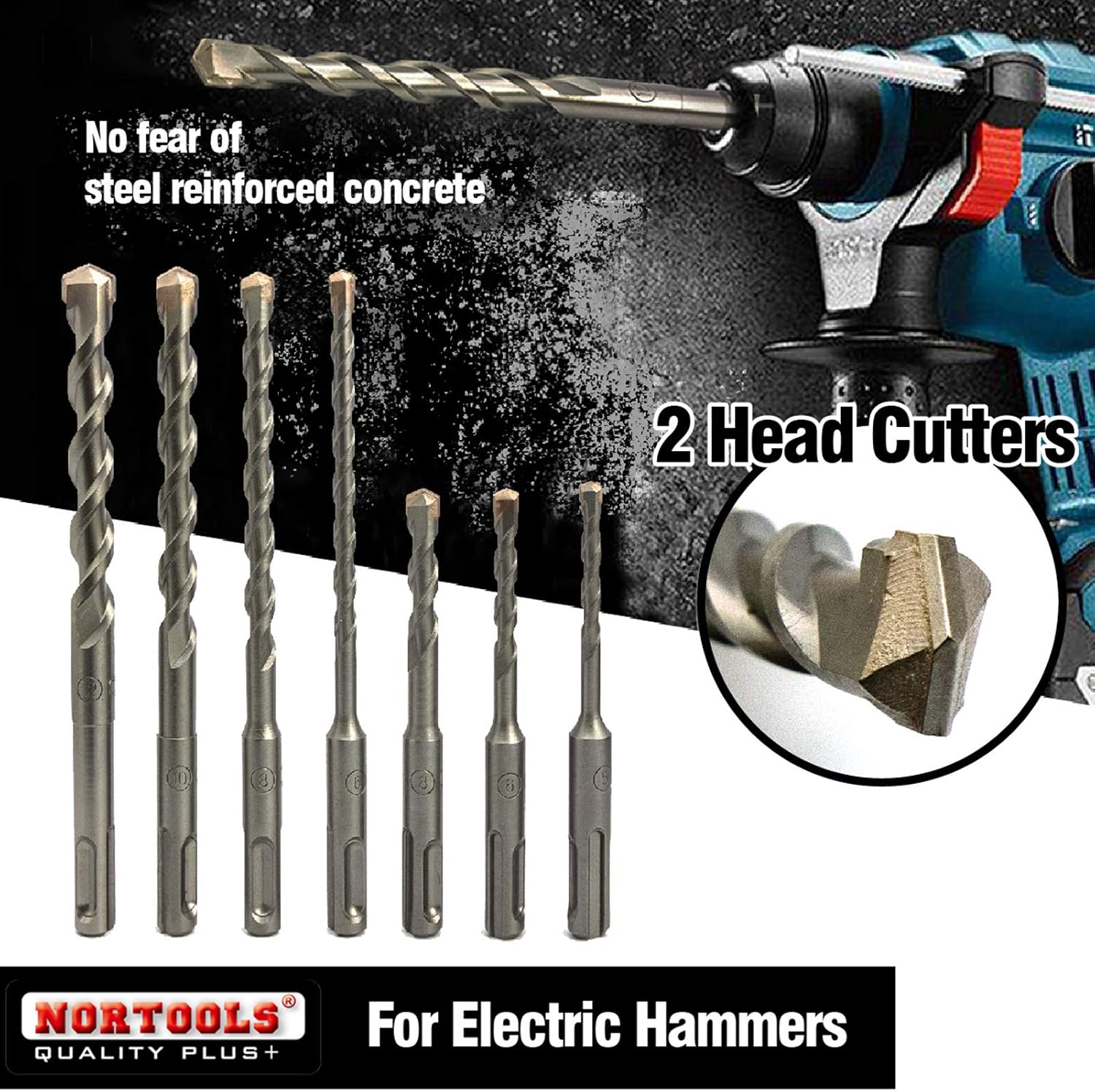NORTOOLS SDS Drill Bit Set,SDS Plus Rotary Hammer Concrete Drill Set - Image 5