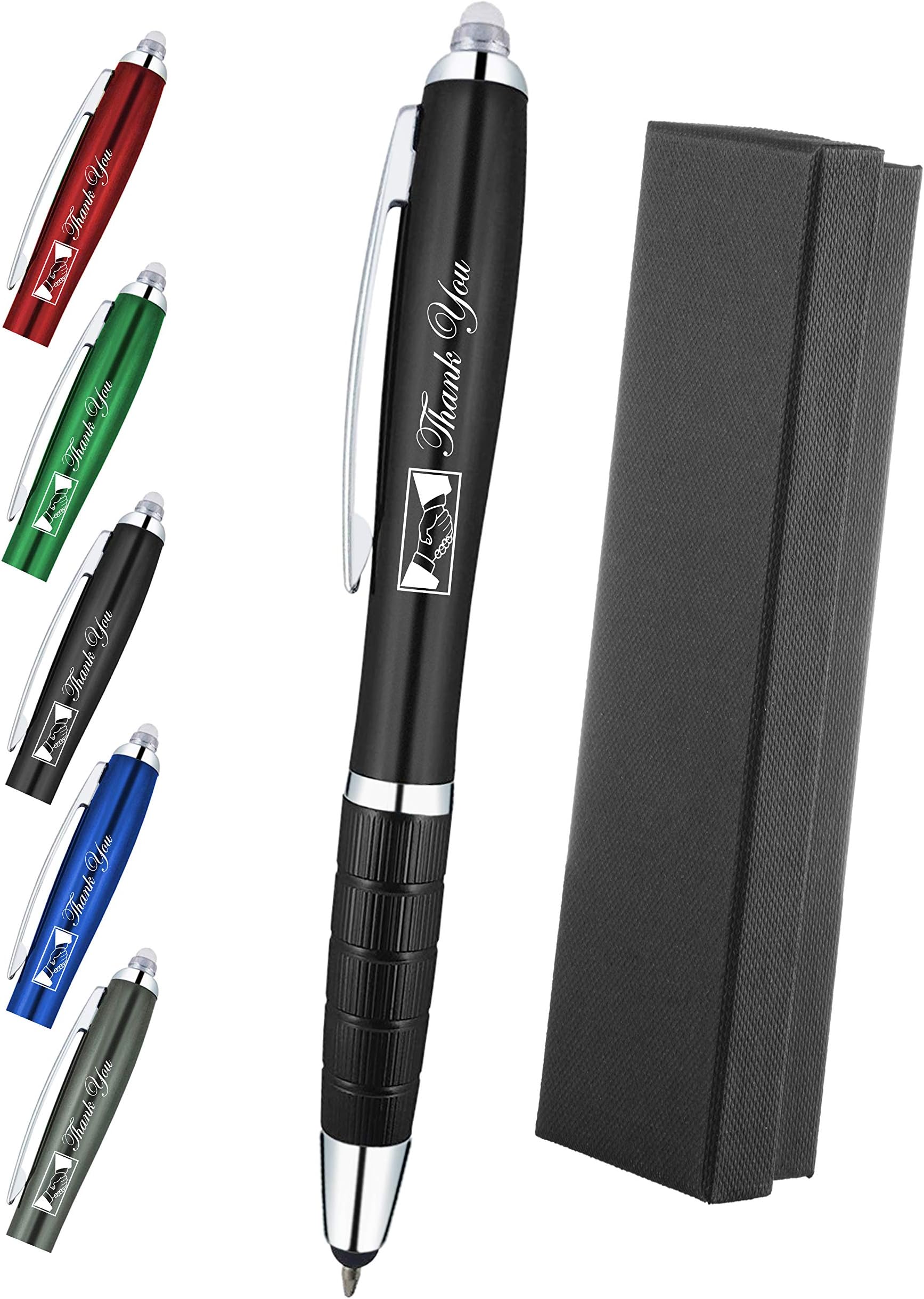 "Thank You" Gift Pen for Your Boss Coworker Wife Husband Dad Mom Doctor, 3 in1 Stylus+Metal Ballpoint Pen+LED Flashlight-Compatible With Most Phones and Touch Screen Devices, Black