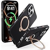 CASEKOO Midnight Black Designed for iPhone 16 Pro Case with Spin Magnetic Stand [16FT Military Protection] [Non-Slip Edge] [Fit for MagSafe] Shockproof for iPhone 16 Pro Case with Stand 6.3''