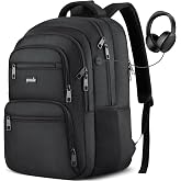 Paude Laptop Backpack,School Backpack Large Bookbag for High School College Students,Black Backpack for Men Office Business,Waterproof