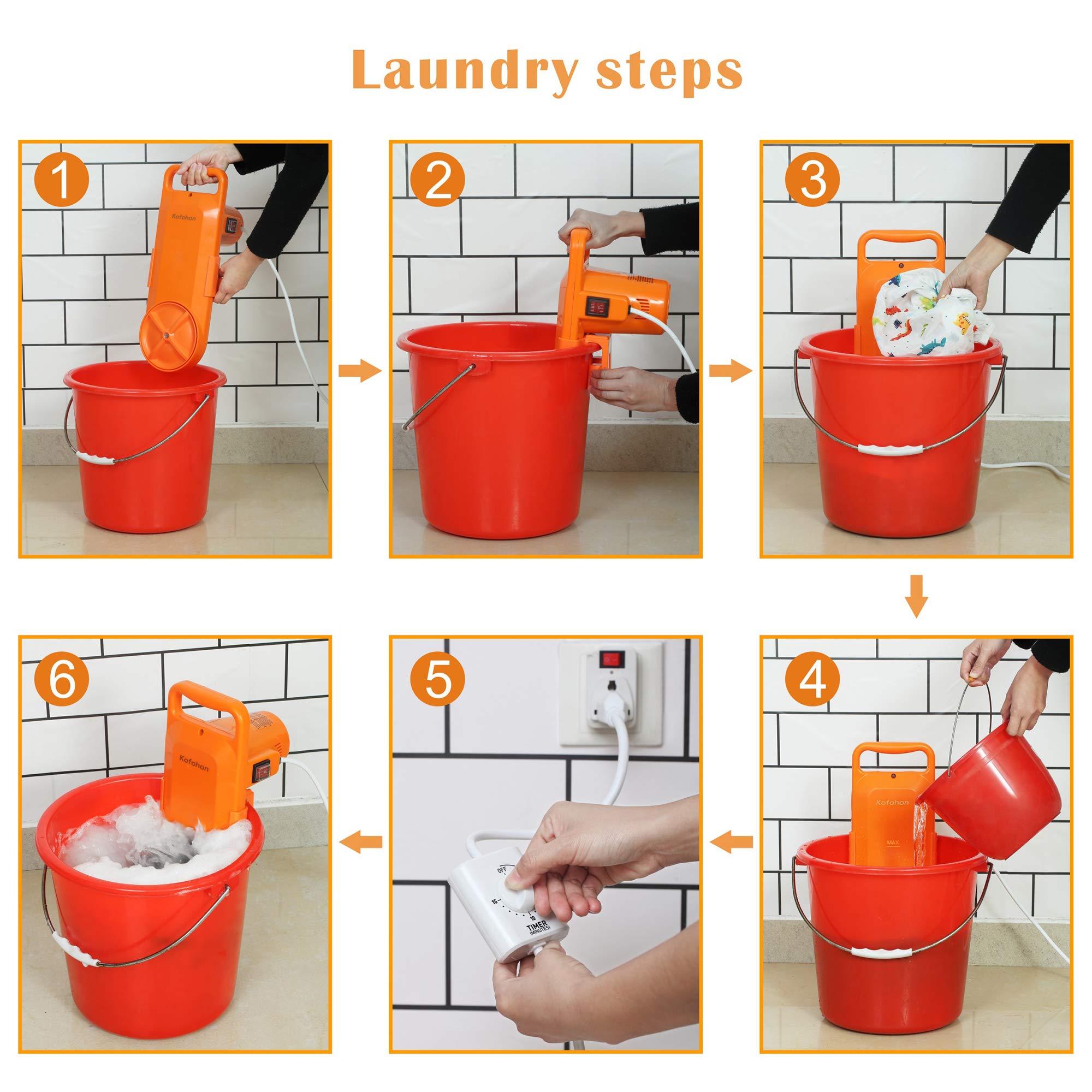 KOFOHON Portable Washing Machine Small Mini Hand Compact Semi Automatic Washer Laundry Perfect for Home Apartment Dorm RV Camping Travel Trip Outdoor Indoor for 6.5Lbs Washing Capacity