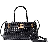 Quelis Woven Tote Bag, Woven Leather Handbag, Evening Clutch Purses for Women,Top Handle Shoulder Crossbody Handbag