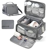 Breast Pump Bag Fit for Spectra S1 and S2, Wearable Breast Pump Bags with Milk Pack, Pumping Bag with Waterproof Mat for Pump Accessories, Bottle Bags for Travel and Family, Gray