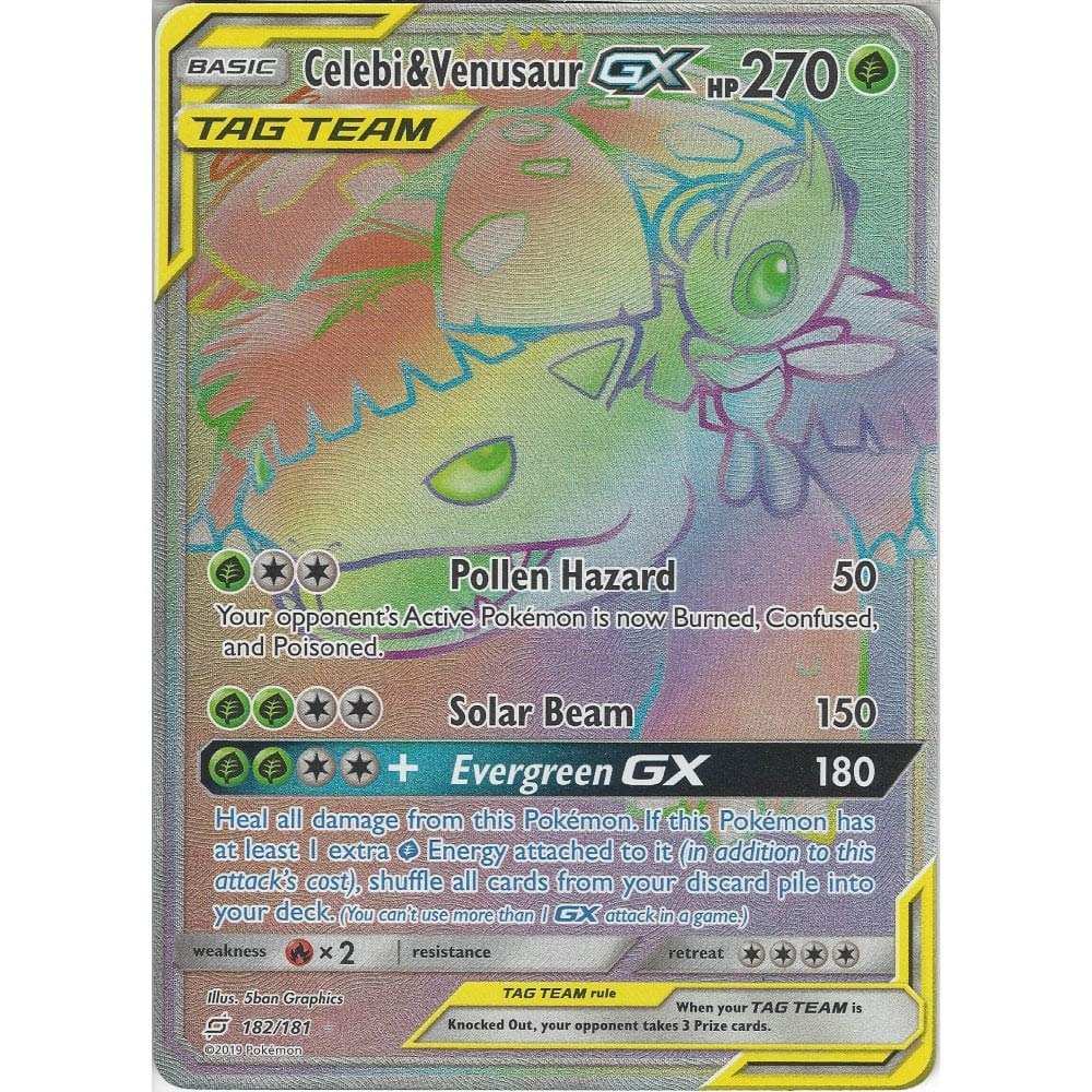 Buy Celebi & Venusaur GX - 182/181 - Rainbow Hyper Rare - Sun & Moon: Team  Up x10 Pokemon booster cards TAG TEAM by BT Online at desertcartINDIA