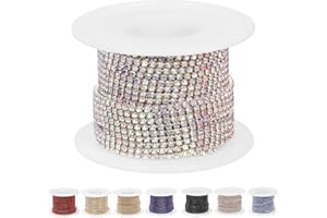 Mardatt 10 Yards 2MM Crystal Rhinestone Chain, Rhinestone Close Chain Trim Crystal Claw Cup Chain Sew on Trim for Sewing Craf