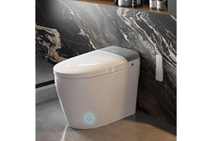Hawkrown Smart Toilet with Pump Assisted Flush, Tankless Toilet Dual Auto Flush, Foot Sensor Operation, Heated Seat, Dryer, Digital Display, Night Light, with Cleaning Foam Dispenser (ST-A01)