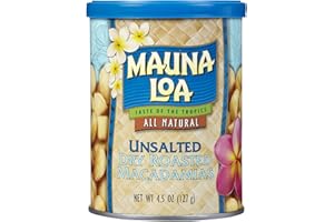Mauna Loa Premium Hawaiian Roasted Macadamia Nuts, Unsalted Flavor, 4.5 Ounce Can (Pack Of 1)