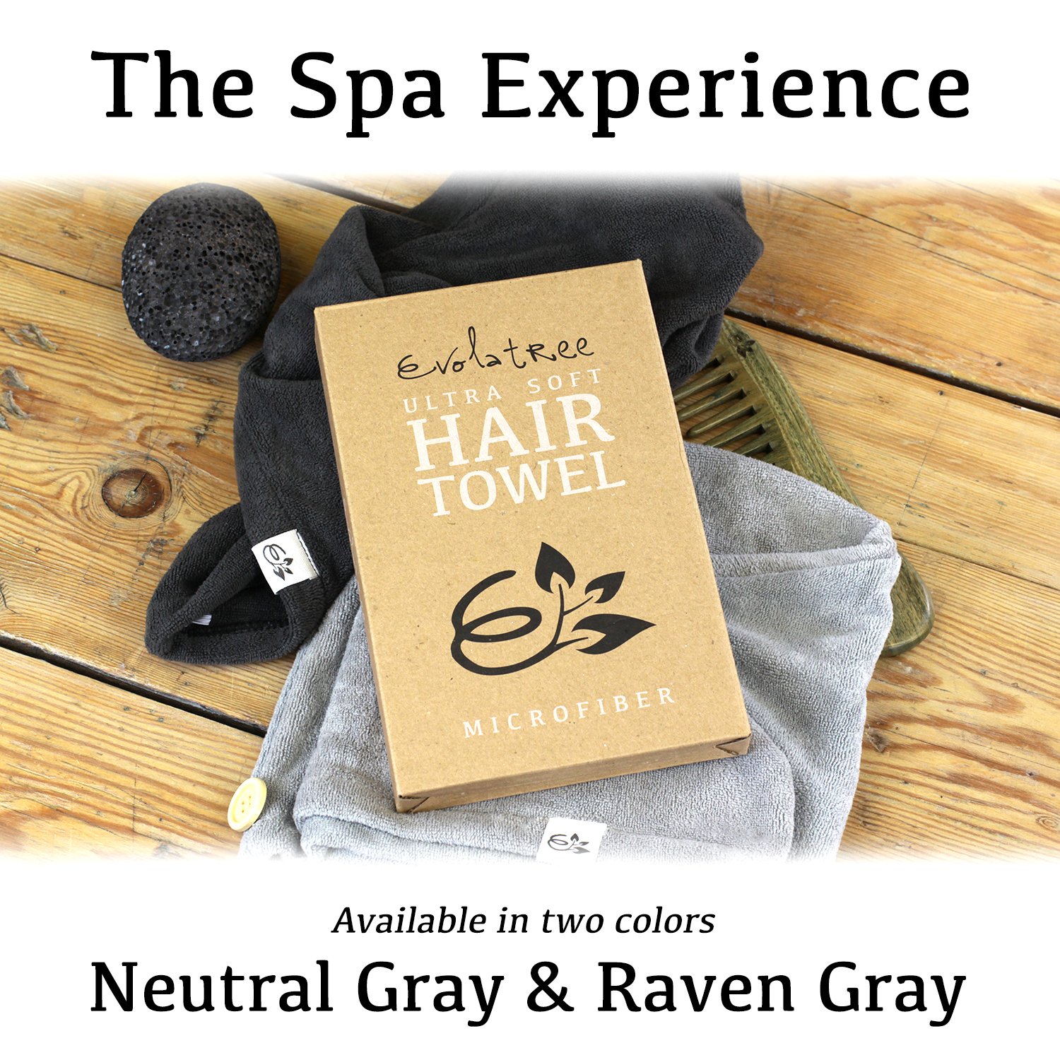 Evolatree Microfiber Hair Towel Wrap - Quick Magic Hair Dry Hat - Anti Frizz Products for Curly Hair Drying Towels - Neutral Gray : Beauty