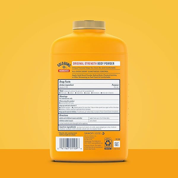 GOLD BOND MEDICATED ORIGINAL STRENGTH BODY POWDER, 10 OZ., TALC-FREE, ANTI-ITCH, ABSORBS & COOLS