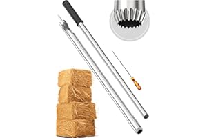 SturdyShape Hay Probe Bale Sampler For Drill 24 Inch With Serrated Tip Comes with Dowel and Metal File for Resharpening - Accurate Hay Testing for Farmers & Ranchers - Heavy Duty Stainless Steel
