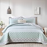 SahSahCasa Quilt King Size, King Quilt Set, 100% Cotton Floral Quilt, King Quilt Bedding Set Bedspreads, Patchwork Reversible Lightweight Comforter Bed Spread for All Season, Green/Gray