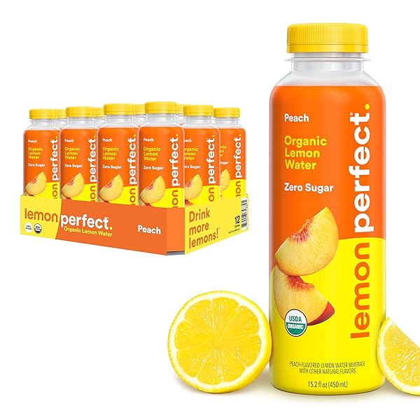 LEMON PERFECT PEACH, HYDRATING FLAVORED LEMON WATER, ZERO...