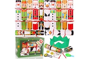 NAWITDA 12 Pack Christmas No-Snap Party Favors, Xmas Table Favor with Party Hat, Joke & Little Gift Inside, Christmas Seasonal Holiday Dinner Traditions Supplies for Kids and Adults