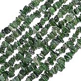NITOPUPU 30in Jadeite Natural Chip Stone Beads 5-8mm About 230pcs, Irregular Drilled Deep Green Bead for Bracelets Jewelry Making Supplies for Adults, DIY Crafts.