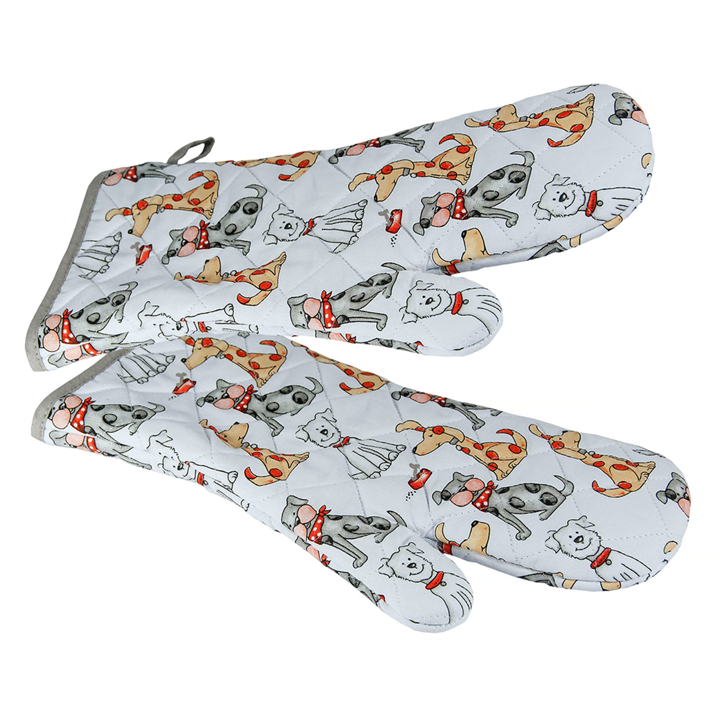 SPOTTED DOG GIFT COMPANY Oven Gloves Heat Resistant Oven Mitts Potholders for Grilling, Cooking, Baking, Microwave - Cute Dog Themed Kitchen Accessories and Gifts for Dog Lovers Women Men