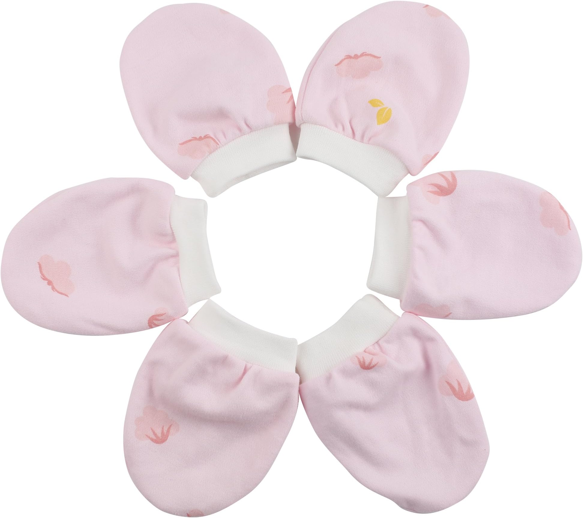 RIELD Baby Cotton Mittens,3 Pack Unisex Newborn Infant Gloves,Light Pink