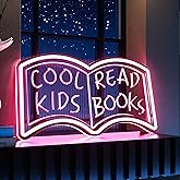 Cool Kids Read Books Neon Sign for Wall Decor, Pink Neon Sign for Kids Room, Letter Book LED Neon Lights with Dimmable Switches for Library Read Corner, Classroom Decoration, Reading Room Book Lover Gift