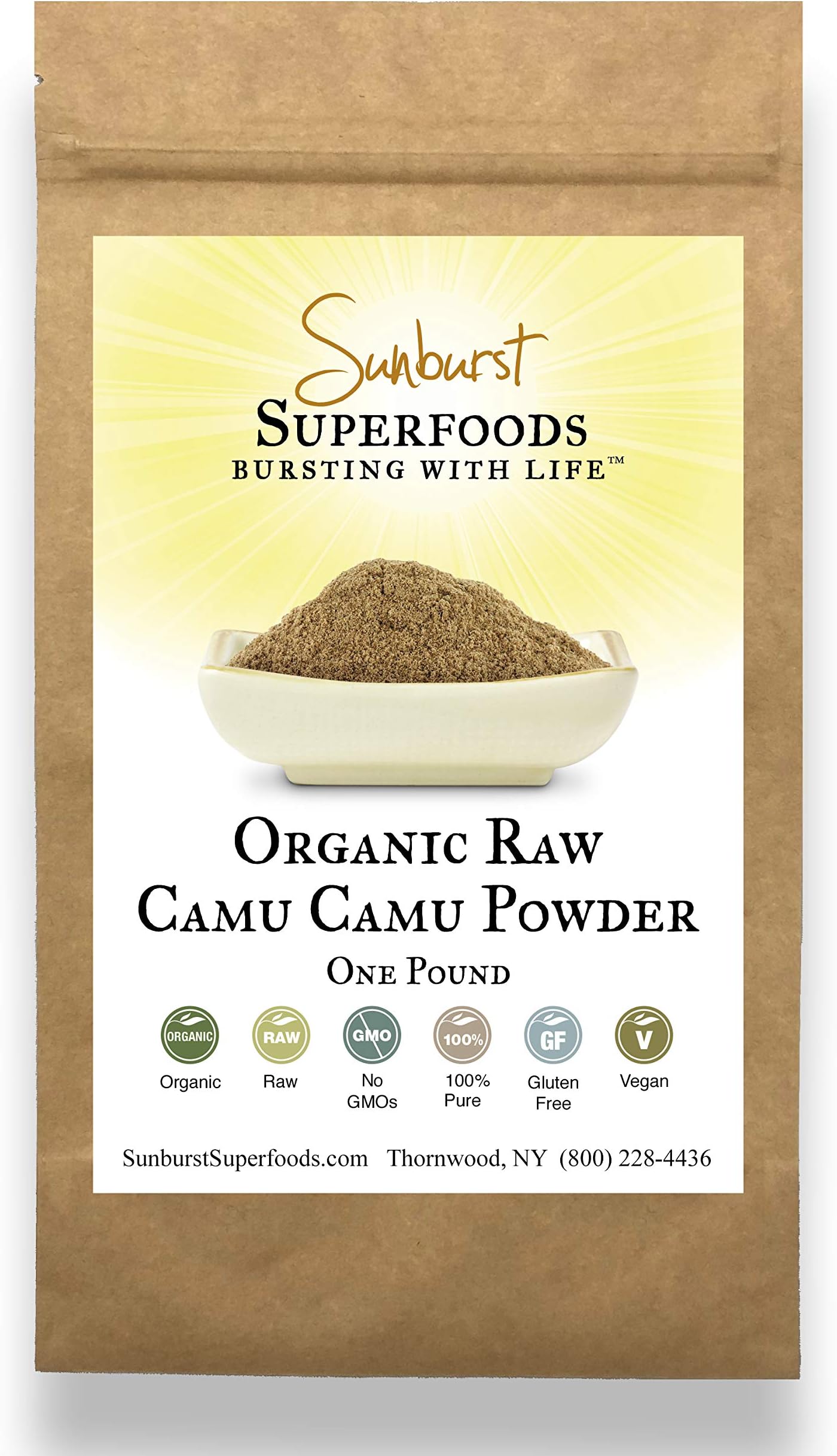 Sunburst Superfoods Organic Raw Camu Camu Powder- Tasty Raw Camu Camu Powder- Non-GMO/100% Pure/Gluten-Free/Vegan Powder- Rich in Vitamin C (4 Ounce)