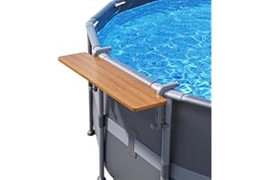 POOLHACKER Pool Bar Nordic Pine, Exclusively for Above-Ground【Round & Oval 】Pools, Fits 3.7 Inch or Less Top Rail, Swim Up Bar Pool Shelf Above Ground Pool Side Bar, Pool Accessories 47×11in Tabletop