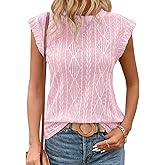 Falechay Womens Summer Tops Crew Neck Blouses Dressy Casual Short Sleeve Eyelet Hollow Out Shirts