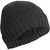 Heat Logic Men Double Layer Knit Beanie, Thick Thermal Skull Cap, Knitted Cuffed Soft Warm Hat, Winter Warm Cap for Adults