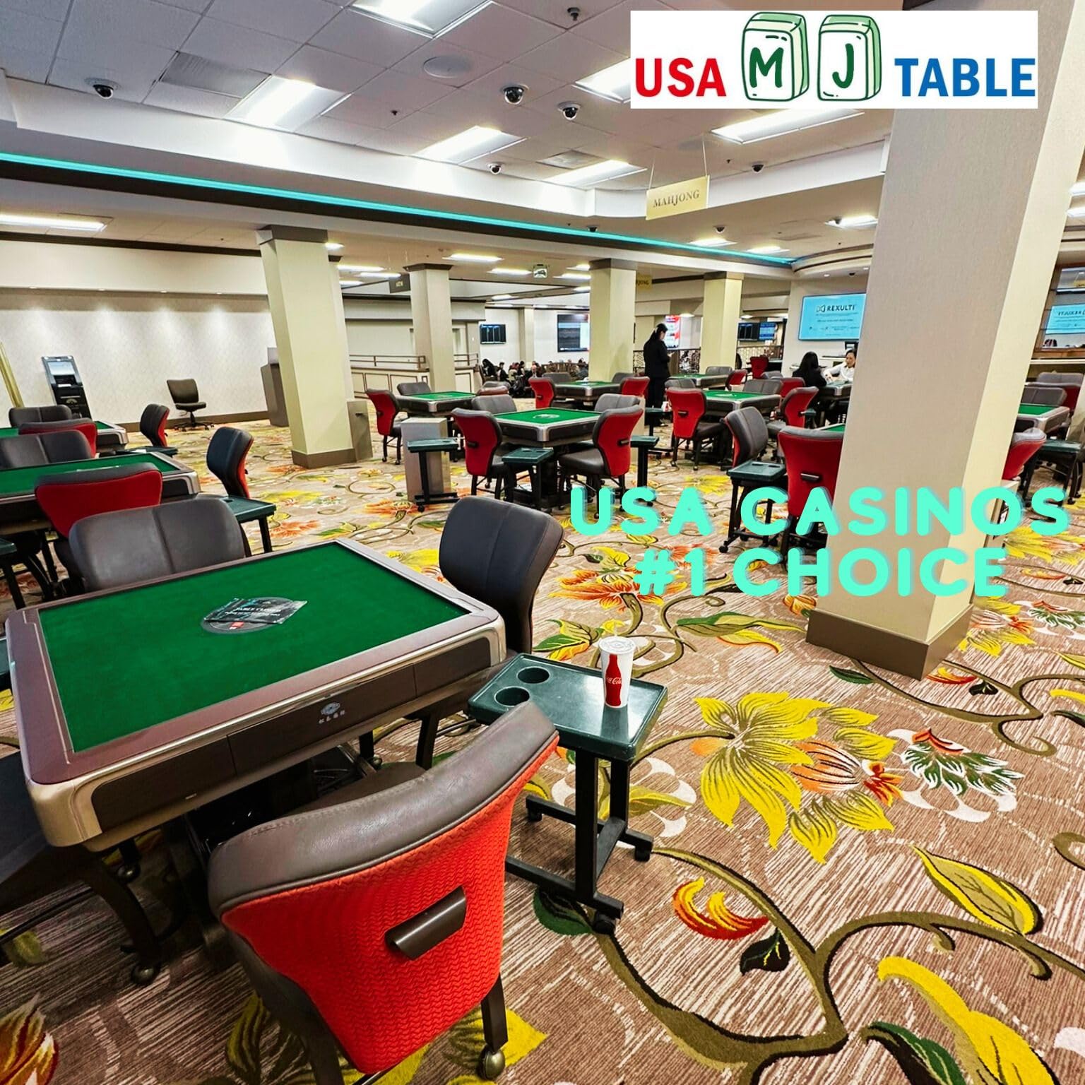Foldable Ultra-Thin Automatic Mahjong Table with Wheels - Chinese, Filipino and American Style 40mm Numbered Tiles (with Hard Table Cover)